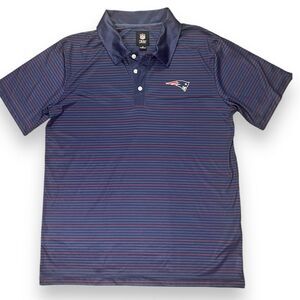 NFL Team Apparel New England Patriots Polo Navy Blue Striped Short Sleeves Sz M